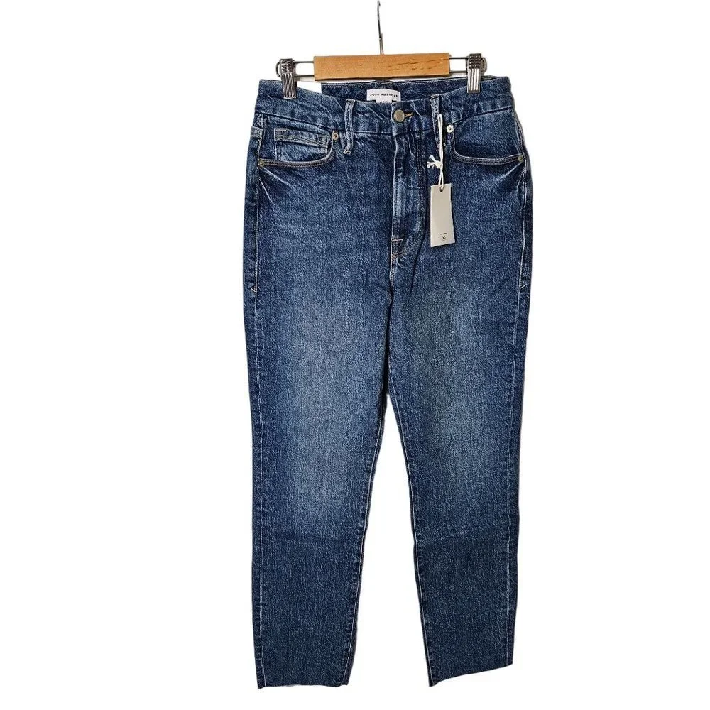 Good American Good Classic Raw Hem Medium Wash Women's 0/25 - Picture 7 of 14